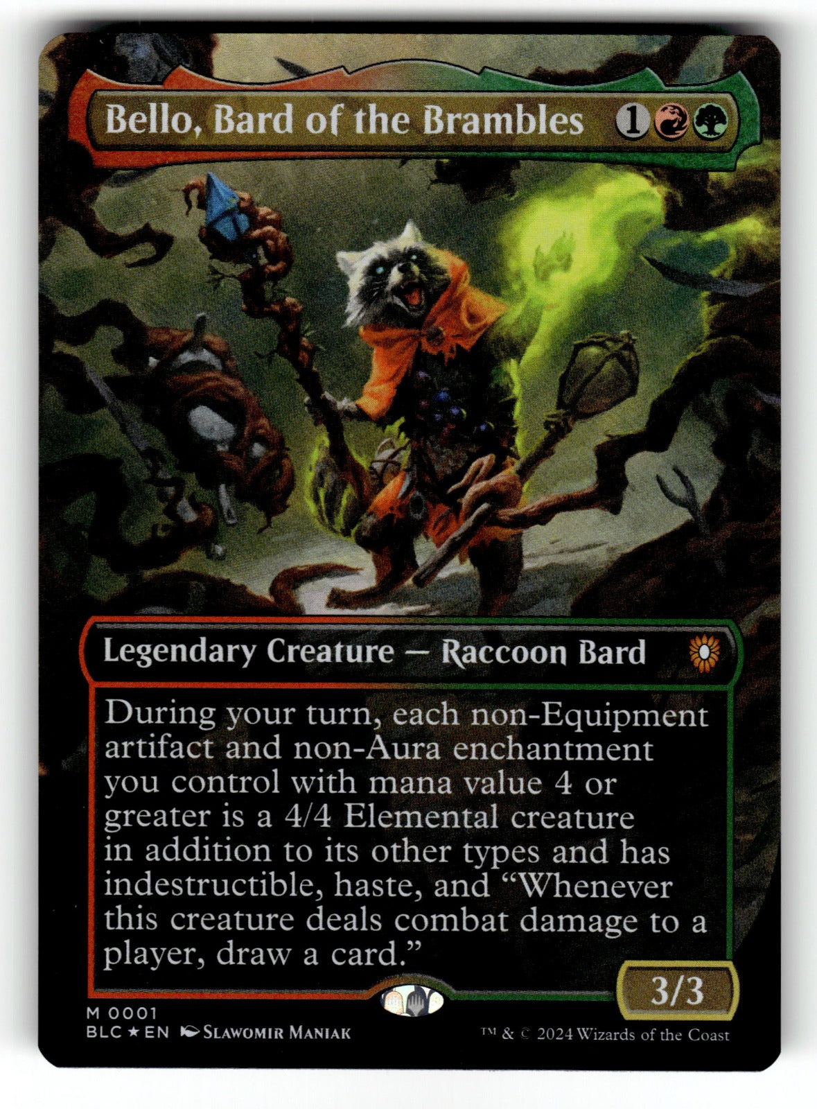 Bello, Bard of the Brambles (Borderless) – 1 BLC: Commander: Bloomburrow M Foil NM