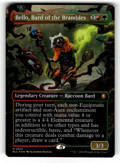 Bello, Bard of the Brambles (Borderless) – 1 BLC: Commander: Bloomburrow M Foil NM