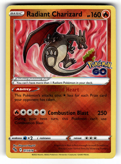 Radiant Charizard – 011/078 PGO: Pokemon GO Radiant Rare Holo NM