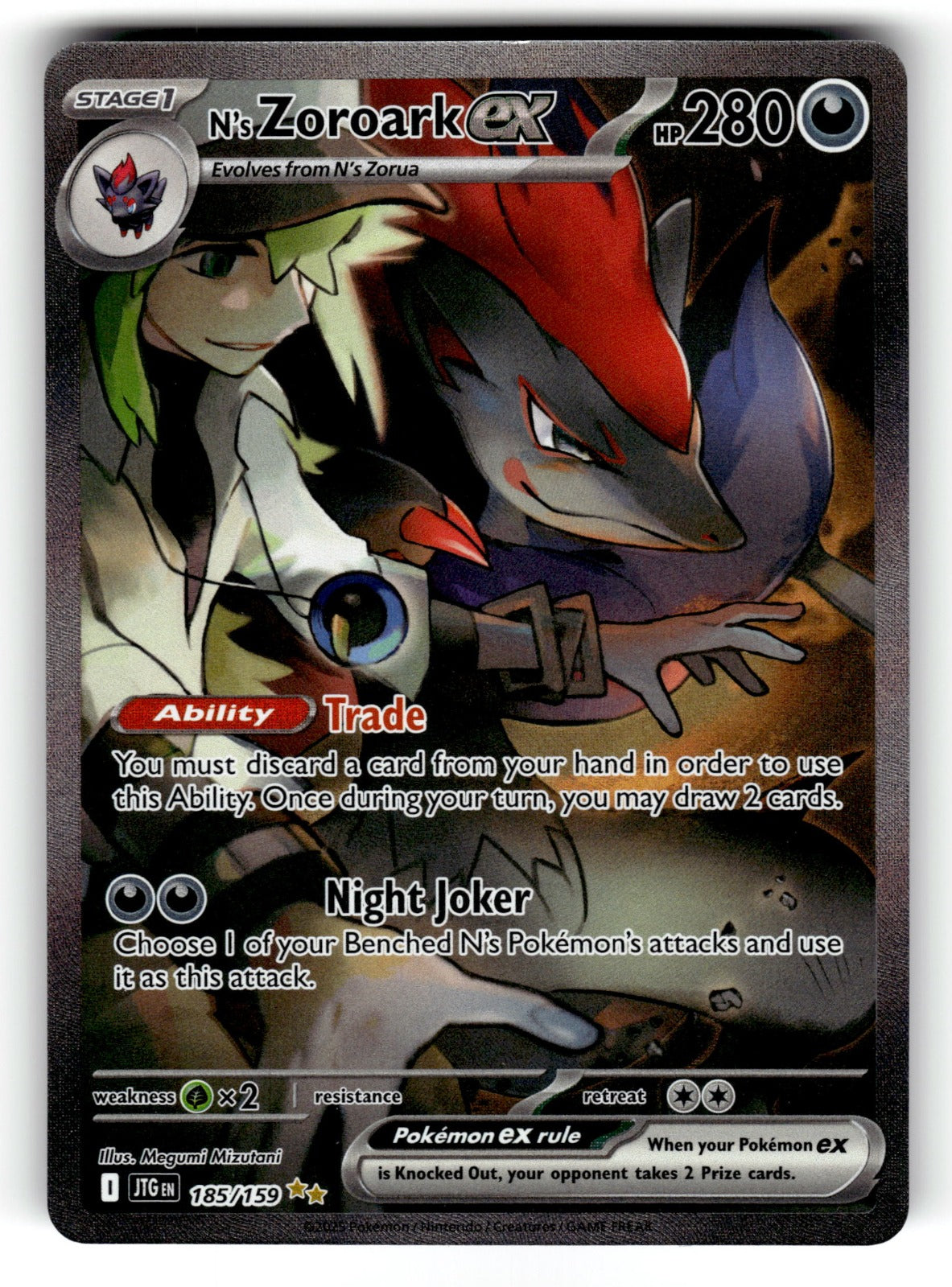 N's Zoroark ex – 185/159 JTG: SV09: Journey Together Special Illustration Rare Holo LP