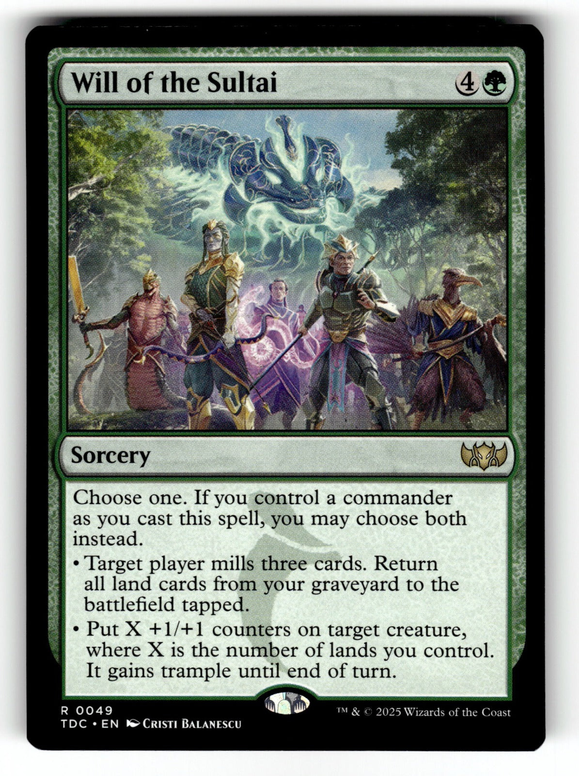 Will of the Sultai – 49 TDC: Commander: Tarkir: Dragonstorm R NM