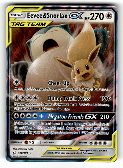 Eevee & Snorlax GX – 120/181 SM9: SM - Team Up Ultra Rare HoloLP