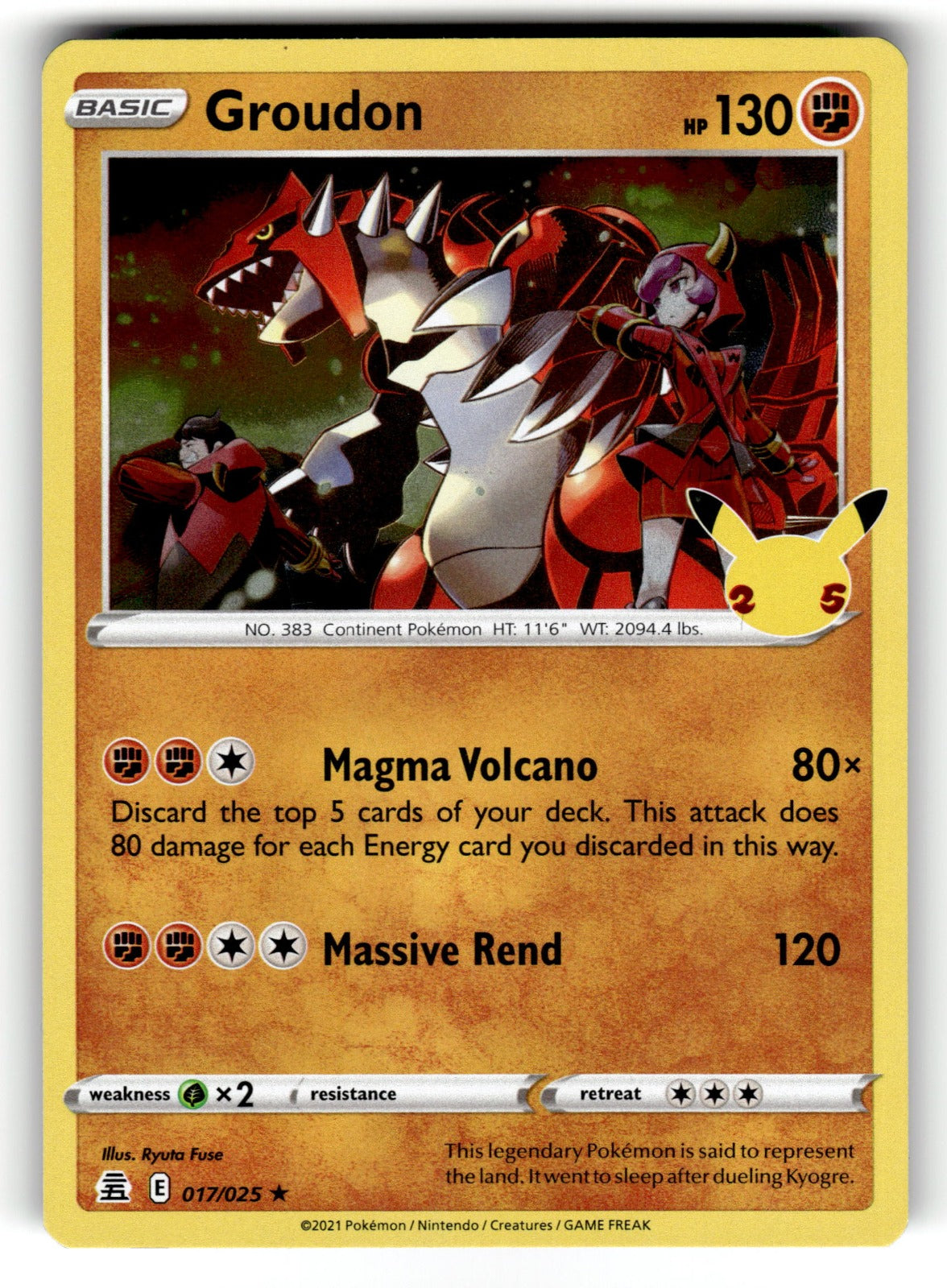Groudon – 017/025 CLB: Celebrations Holo Rare NM