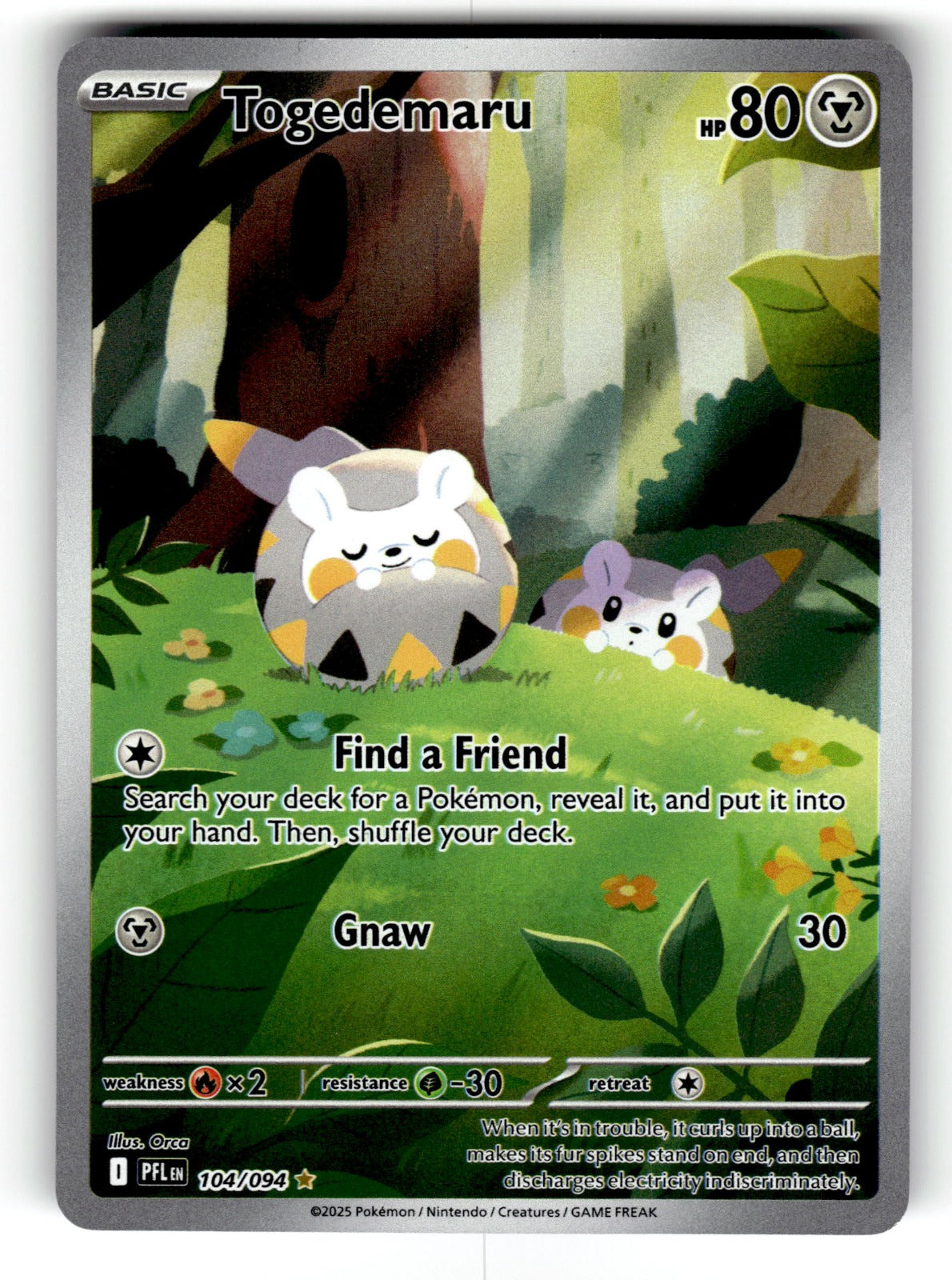 Togedemaru – 104/094 PFL: ME02: Phantasmal Flames Illustration Rare Holo NM