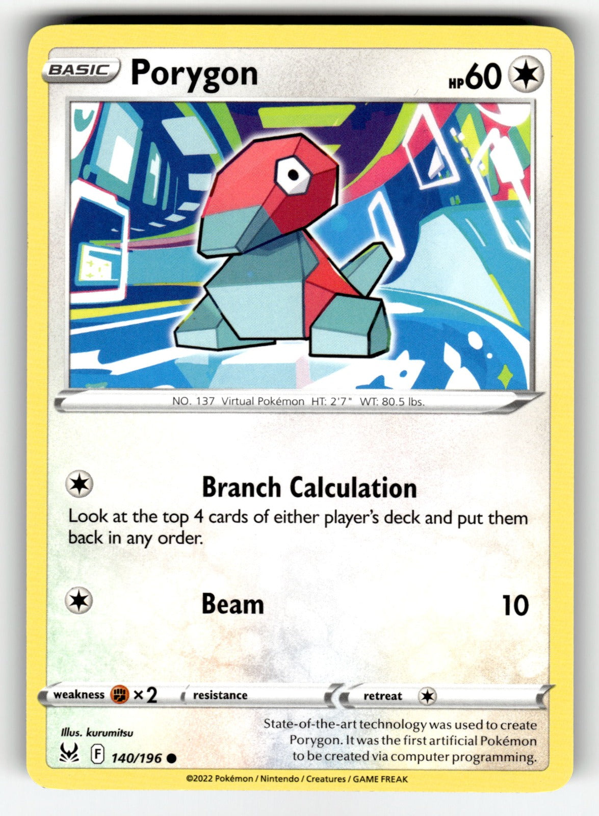 Porygon – 140/196 SWSH11: SWSH11: Lost Origin Common NM