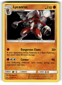 Lycanroc (75) – 75/147 SM03: SM - Burning Shadows Holo Rare NM