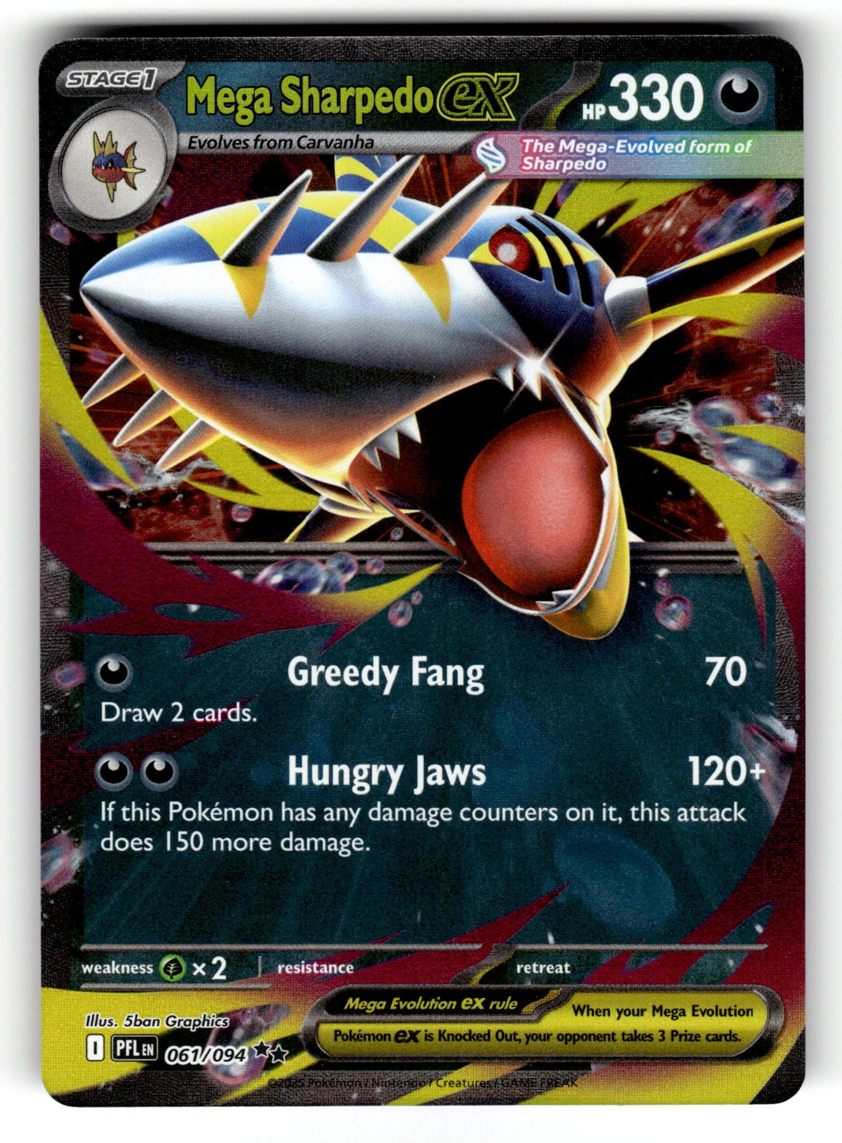 Mega Sharpedo ex – 061/094 PFL: ME02: Phantasmal Flames Double Rare HoloNM