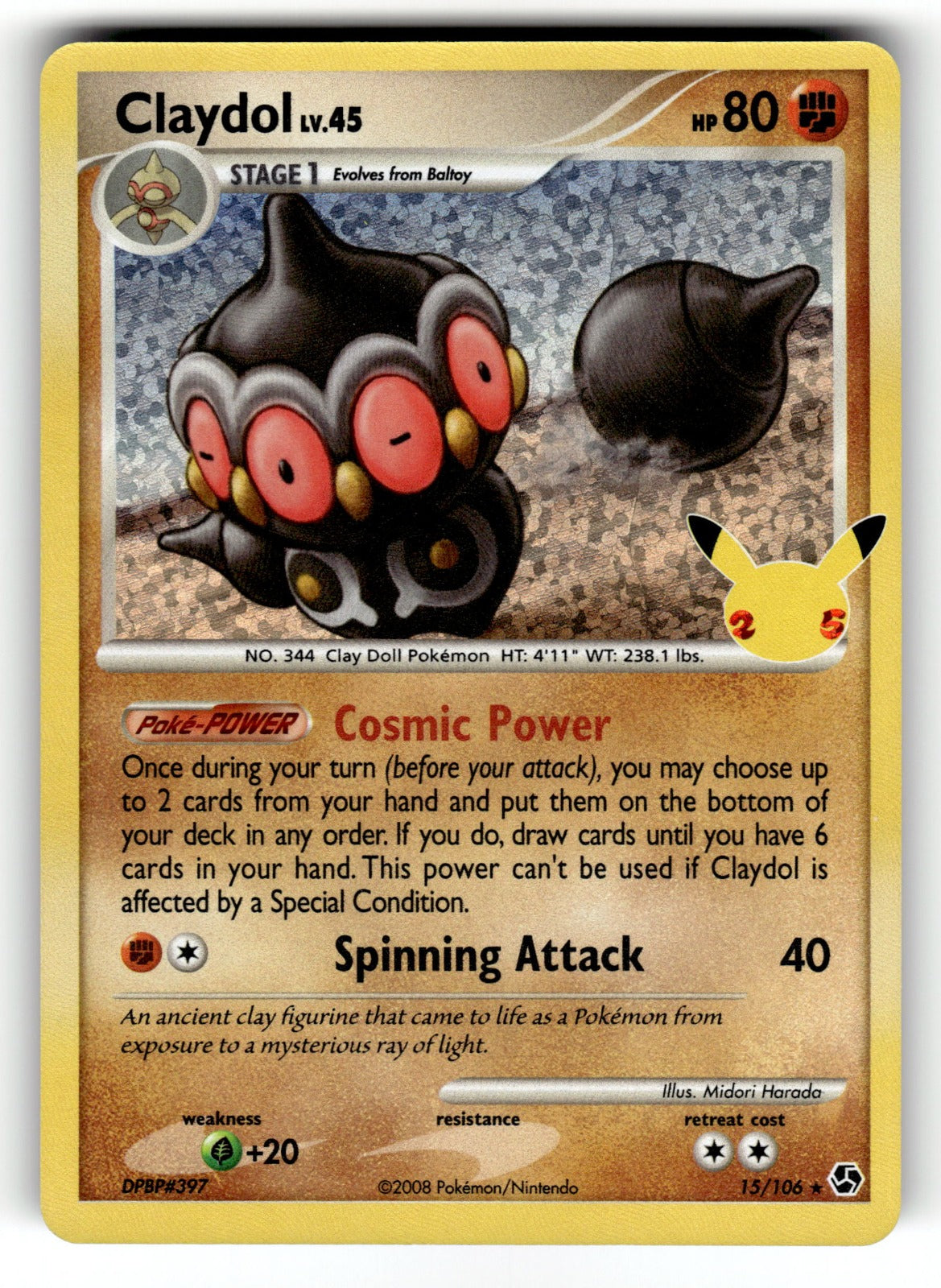 Claydol – 15/106 CCC: Celebrations: Classic Collection Classic Collection Holo NM