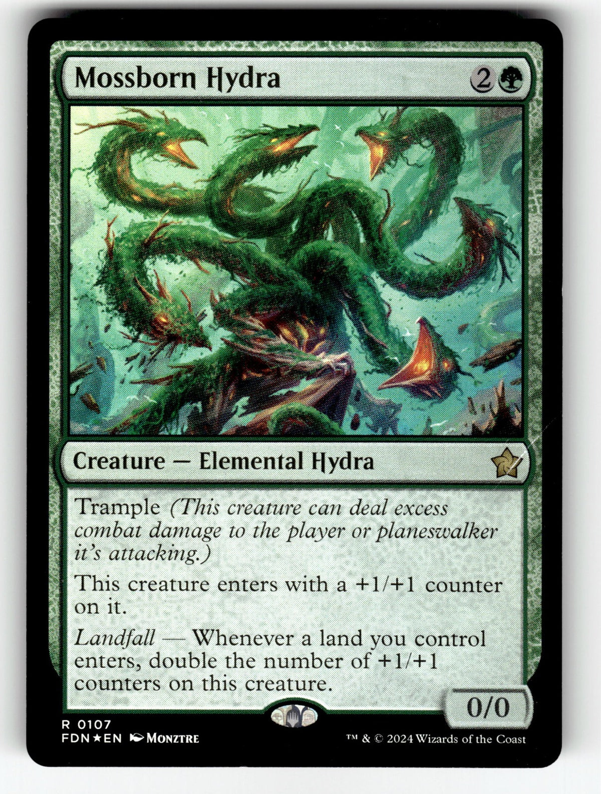 Mossborn Hydra – 107 FDN: Foundations R Foil NM