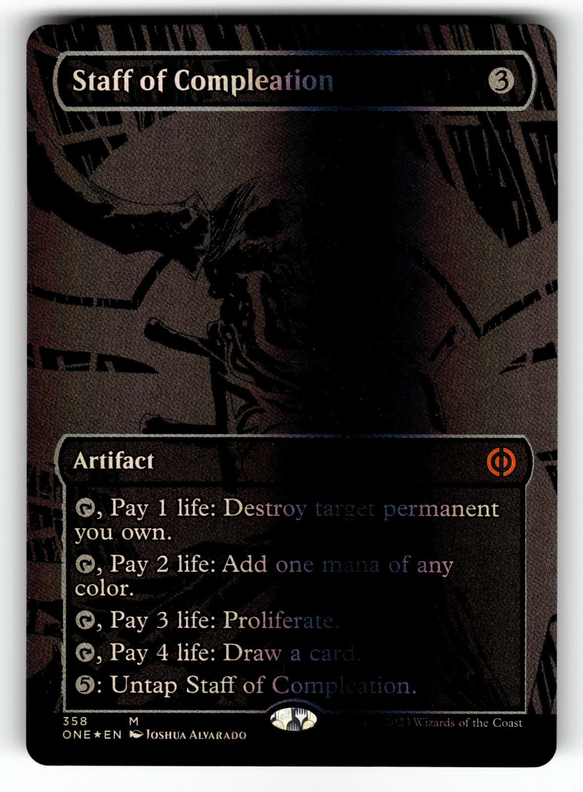Staff of Compleation (Oil Slick Raised Foil) – 358 ONE: Phyrexia: All Will Be One M Foil NM
