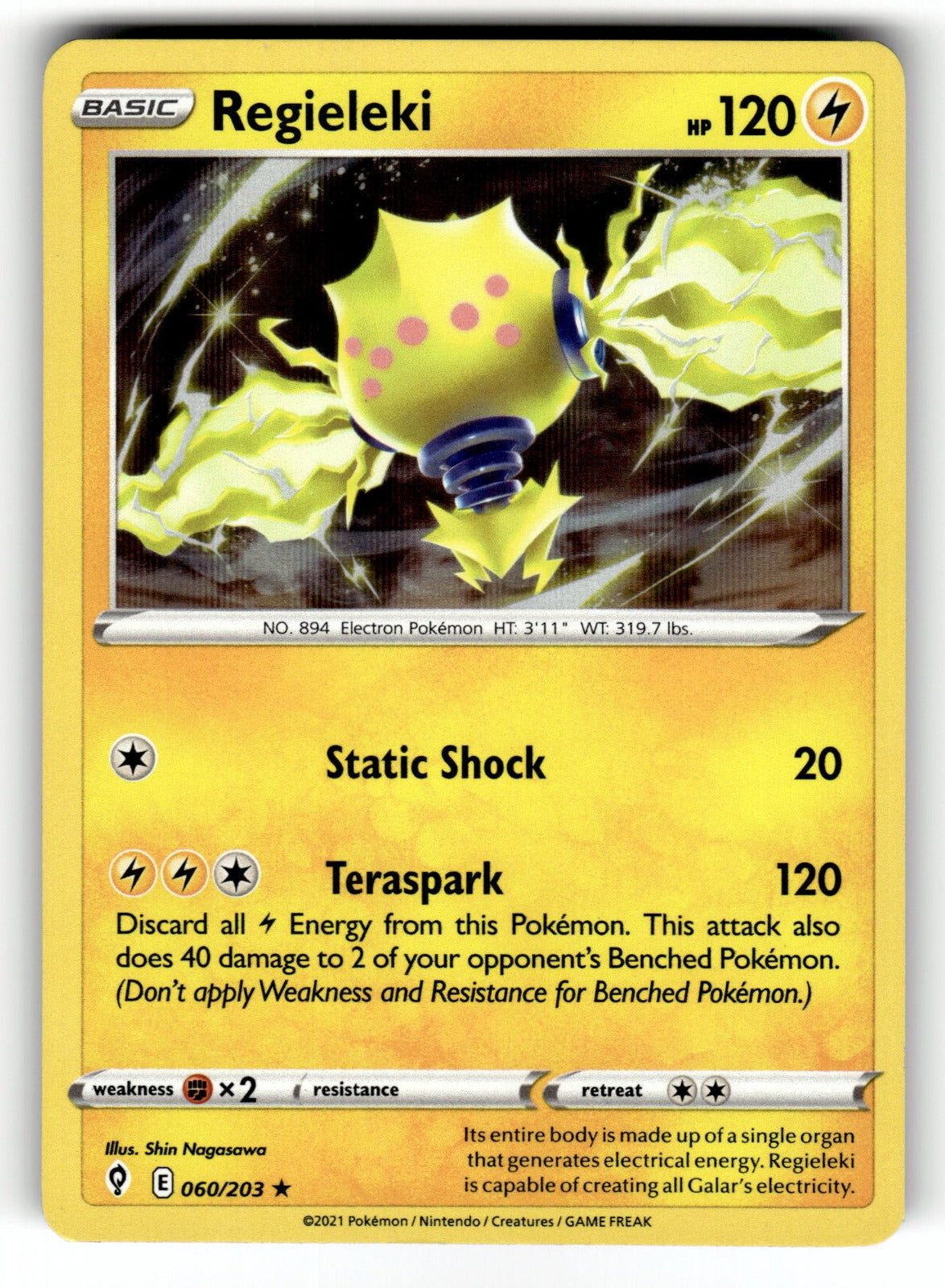 Regieleki – 060/203 SWSH07: SWSH07: Evolving Skies Holo Rare NM