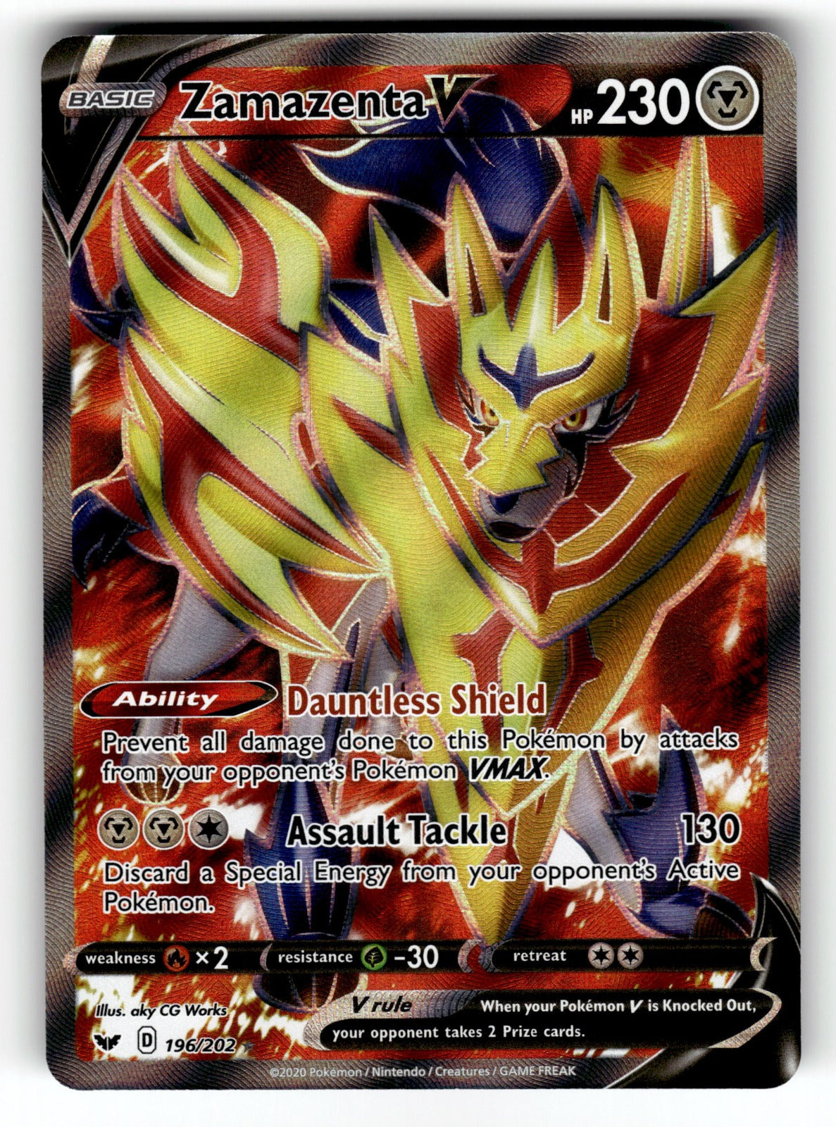 Zamazenta V (Full Art) – 196/202 SWSH01: SWSH01: Sword & Shield Base Set Ultra Rare Holo NM
