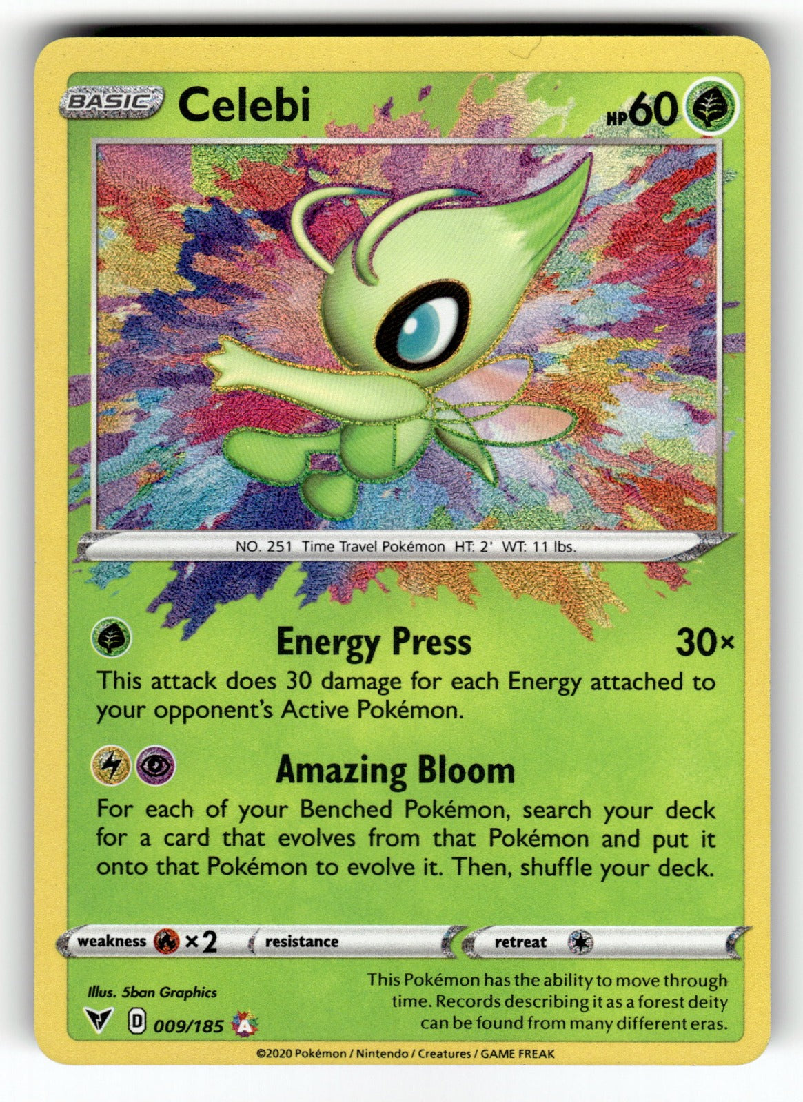Celebi – 009/185 SWSH04: SWSH04: Vivid Voltage Amazing Rare HoloNM