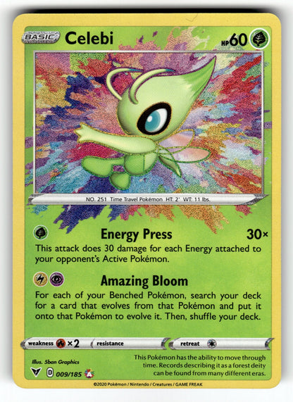 Celebi – 009/185 SWSH04: SWSH04: Vivid Voltage Amazing Rare HoloNM