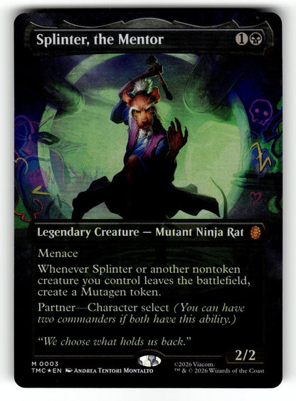 Splinter, the Mentor (Borderless) – 3 TMC: Commander: Teenage Mutant Ninja Turtles M Foil NM
