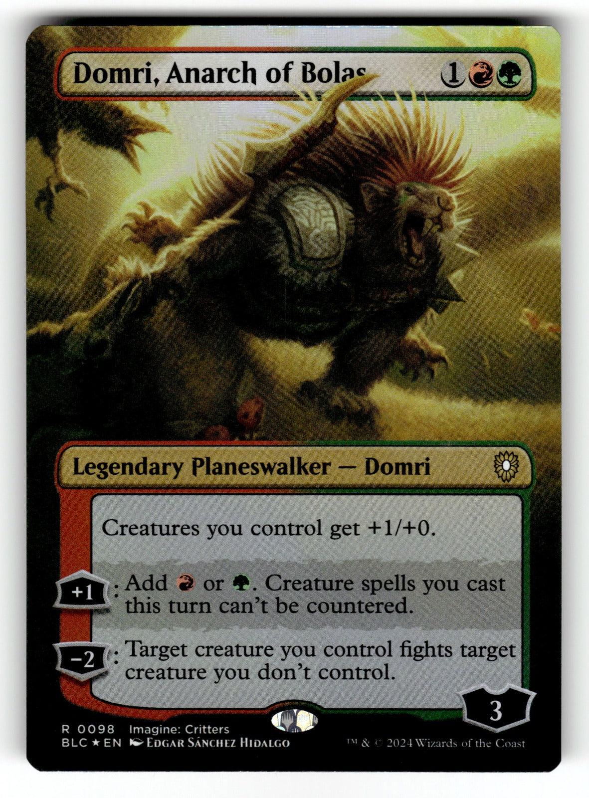 Domri, Anarch of Bolas (Borderless) – 98 BLC: Commander: Bloomburrow R Foil NM