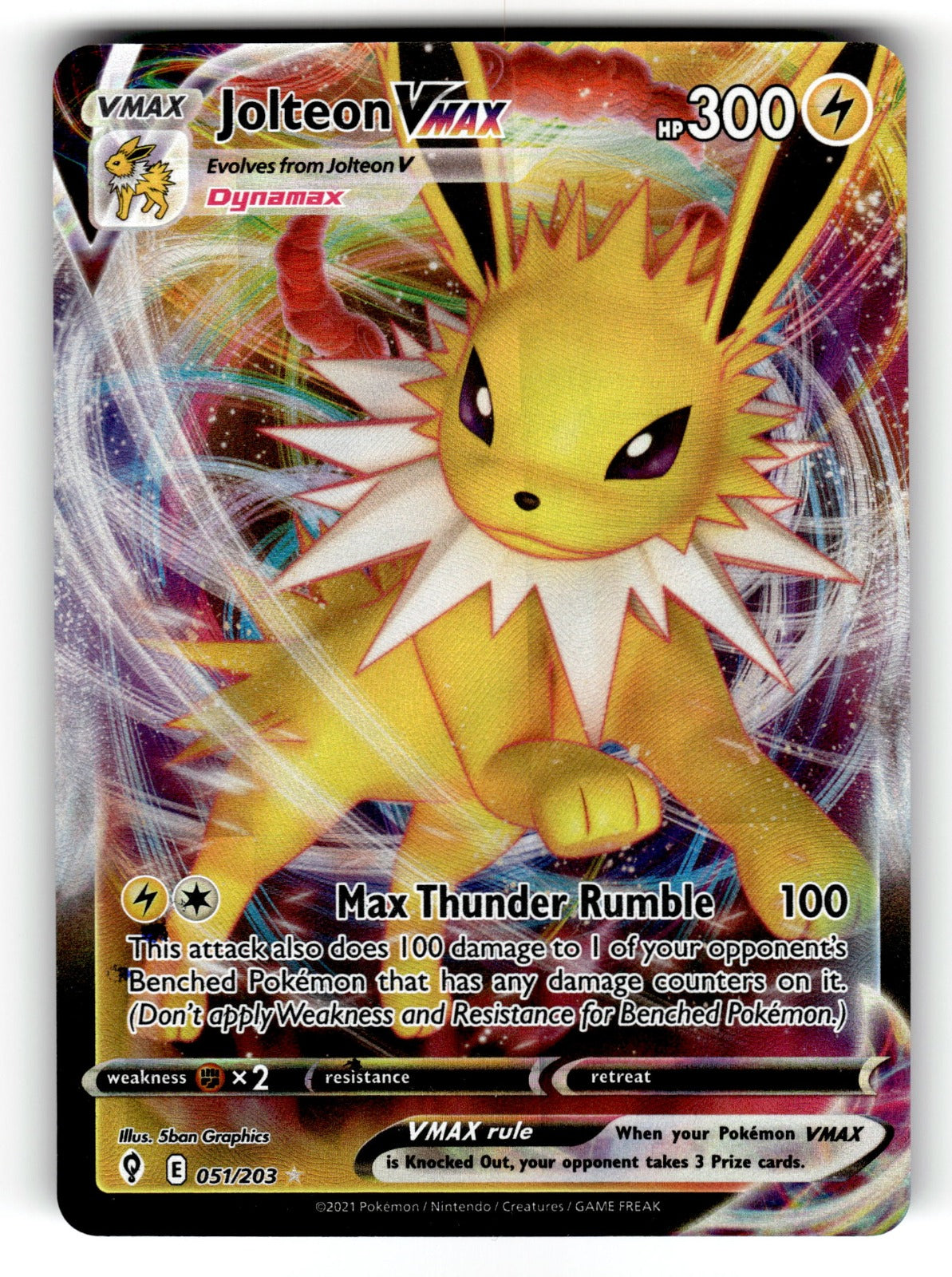 Jolteon VMAX – 051/203 SWSH07: SWSH07: Evolving Skies Ultra Rare Holo NM