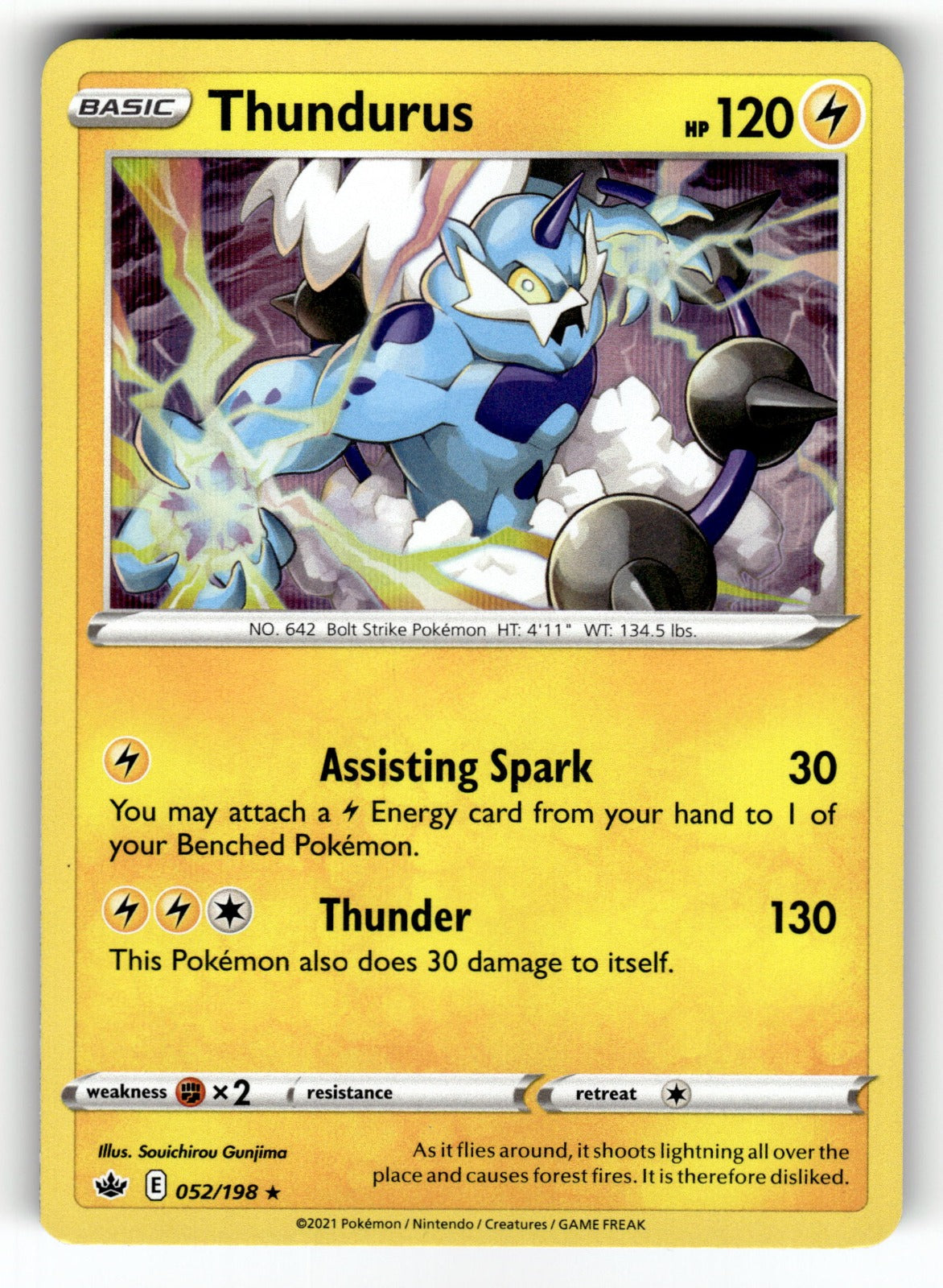 Thundurus – 052/198 SWSH06: SWSH06: Chilling Reign Holo Rare NM