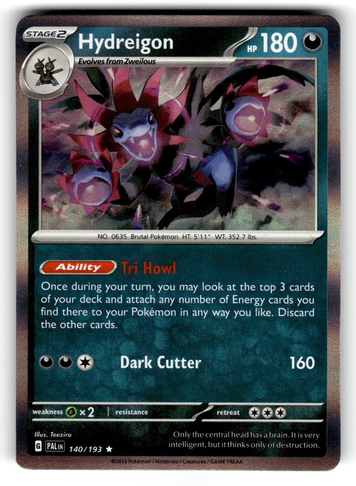 Hydreigon – 140/193 PAL: SV02: Paldea Evolved Rare Holo NM