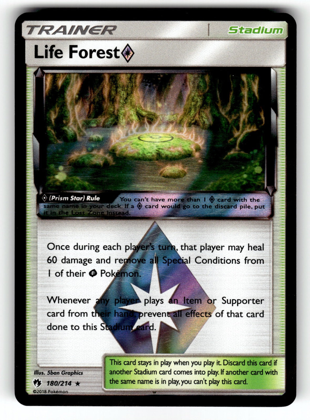 Life Forest Prism Star – 180/214 SM8: SM - Lost Thunder Prism Rare Holo NM