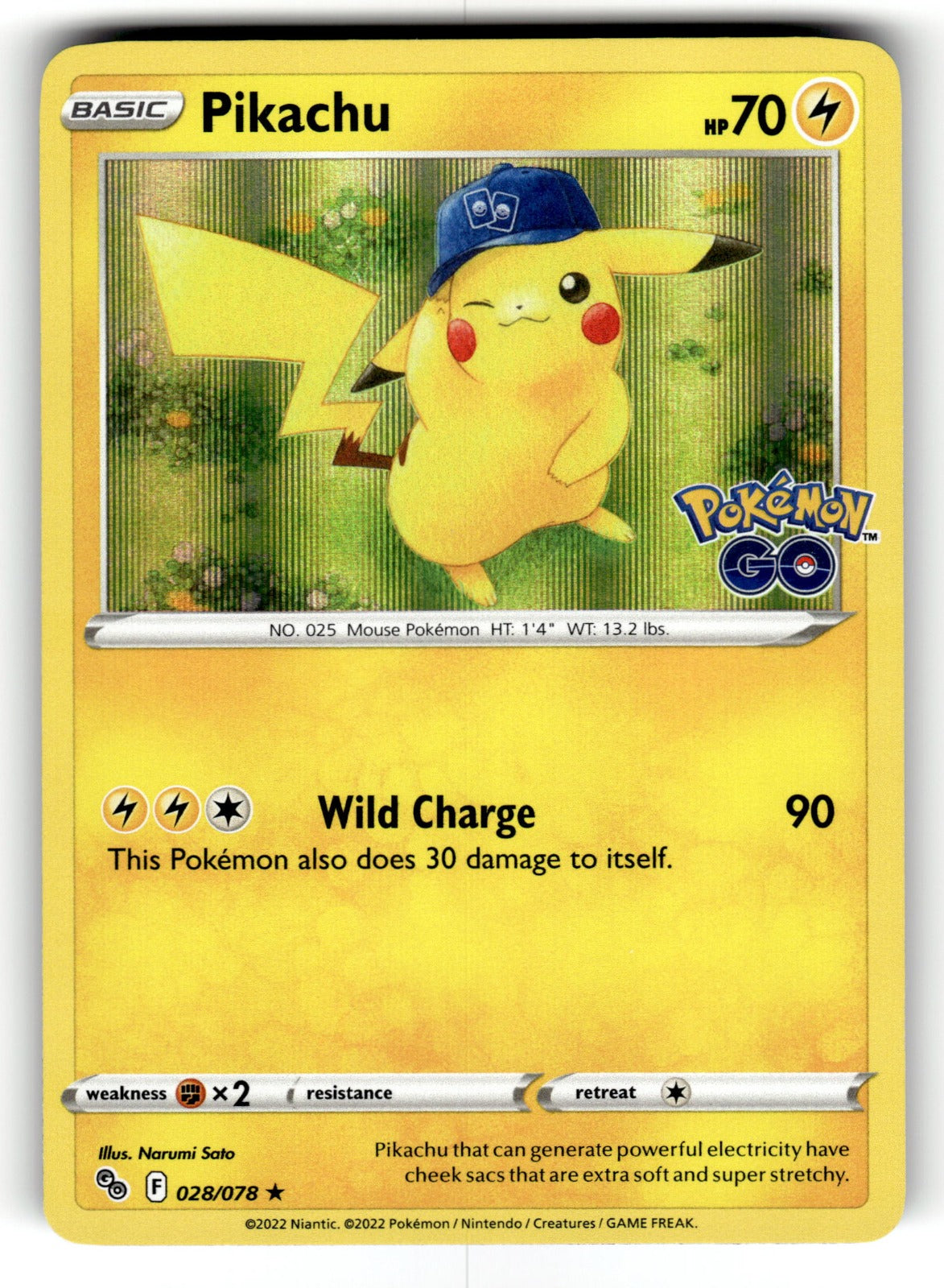 Pikachu (28) – 028/078 PGO: Pokemon GO Holo Rare NM