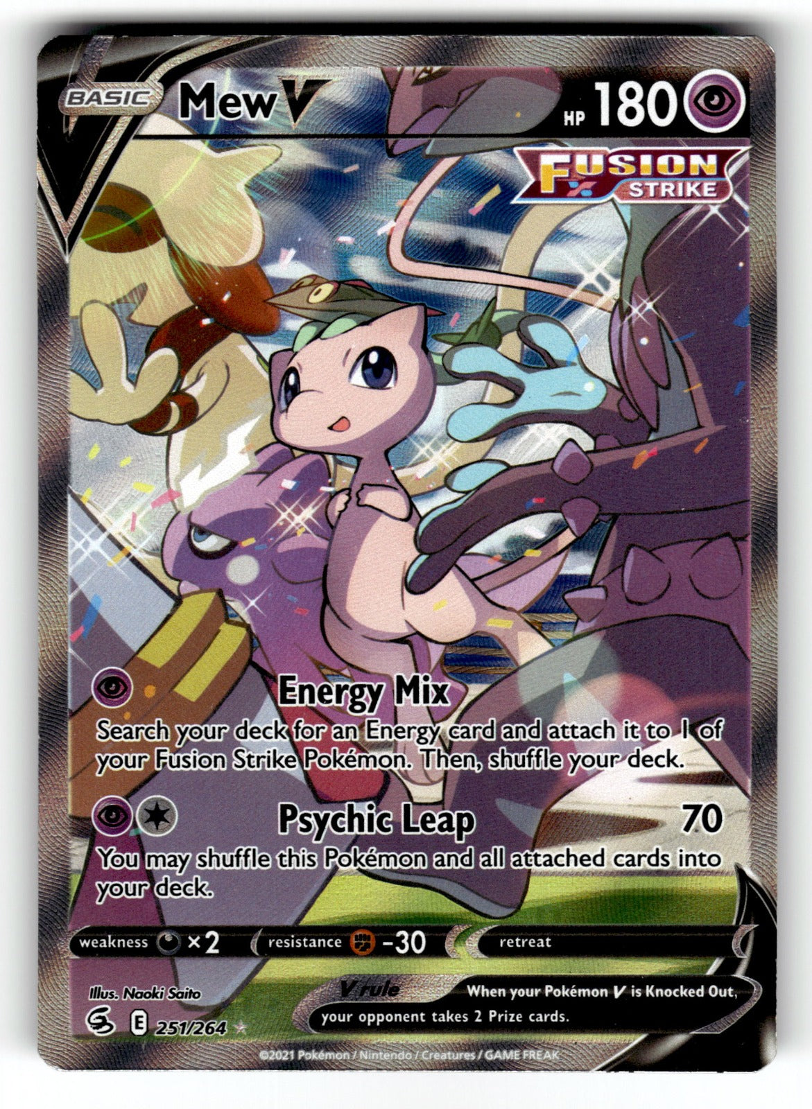 Mew V (Alternate Full Art) – 251/264 SWSH08: SWSH08: Fusion Strike Ultra Rare Holo NM