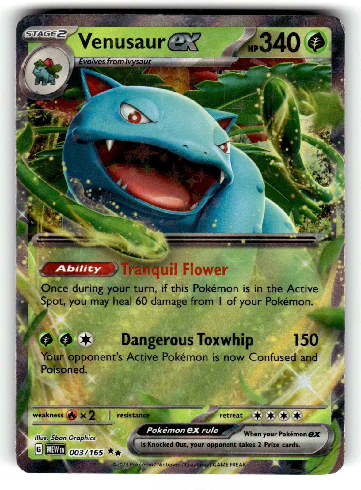 Venusaur ex – 003/165 MEW: SV: Scarlet & Violet 151 Double Rare Holo LP