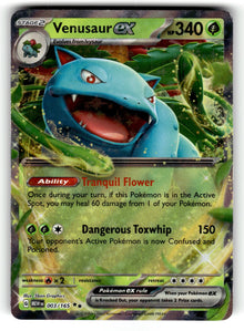 Venusaur ex – 003/165 MEW: SV: Scarlet & Violet 151 Double Rare Holo LP