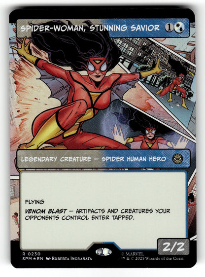 Spider-Woman, Stunning Savior (Borderless) – 230 SPM: Marvel's Spider-Man R Foil NM