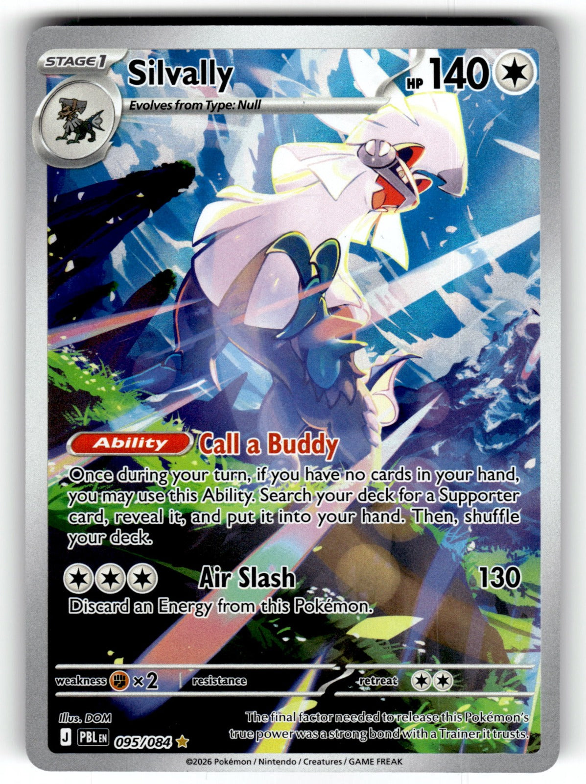 Silvally – 095/084 PBL: ME05: Pitch Black Illustration Rare Holo NM