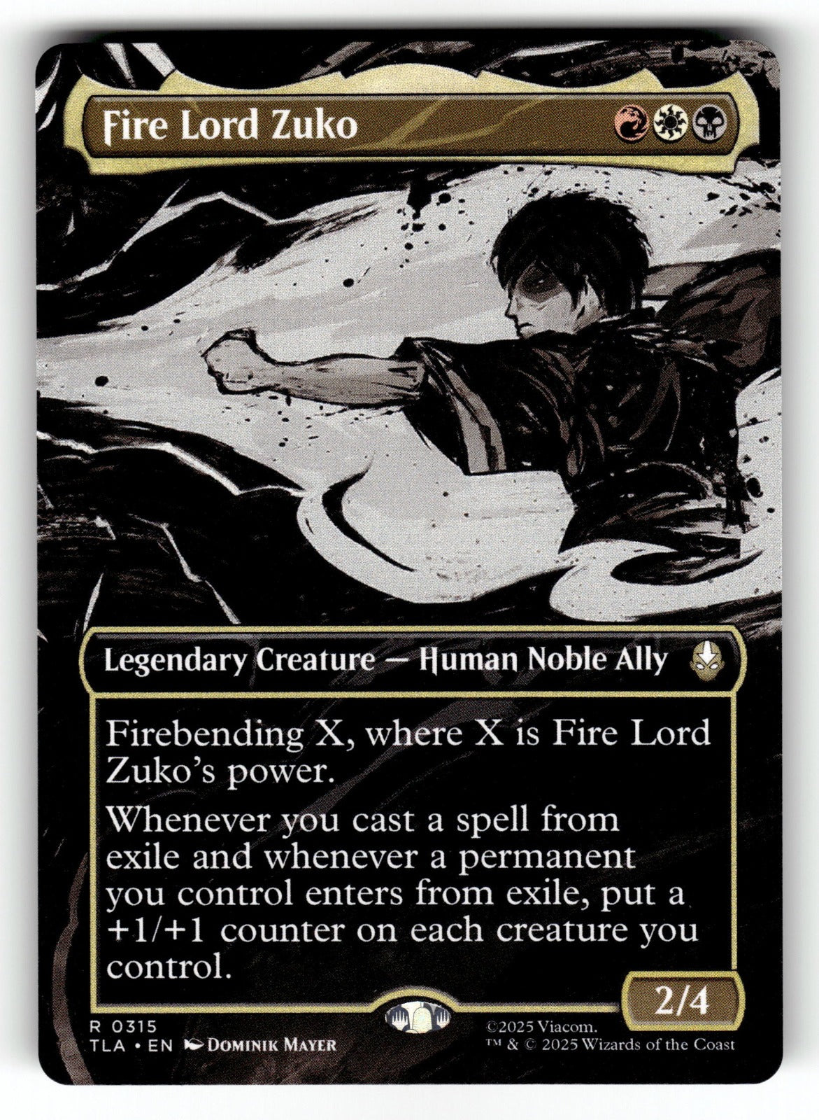 Fire Lord Zuko (Borderless) – 315 TLA: Avatar: The Last Airbender R NM