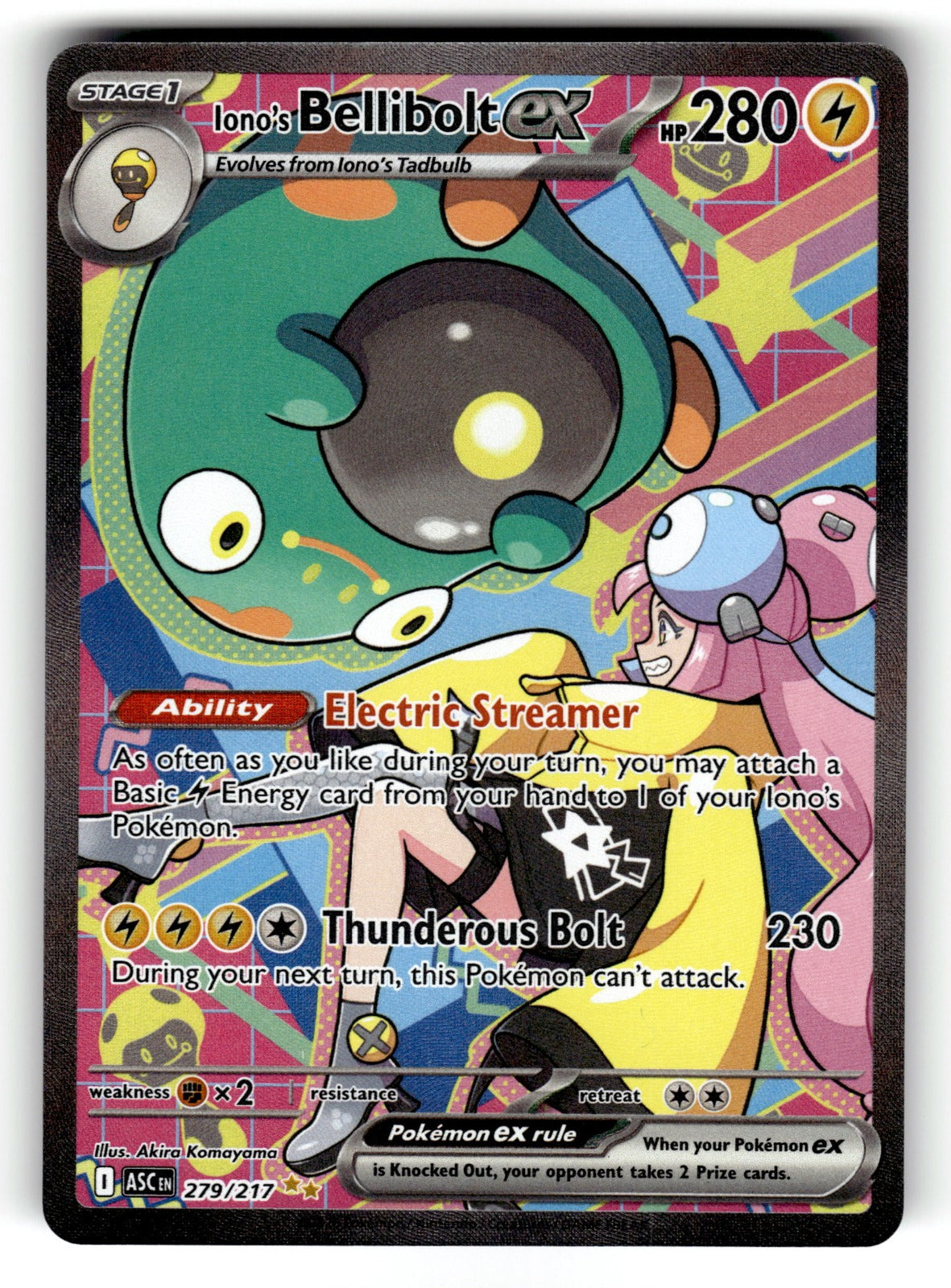 Iono's Bellibolt ex – 279/217 ASC: ME: Ascended Heroes Special Illustration Rare Holo NM