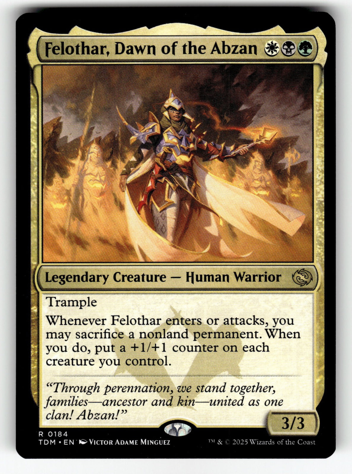Felothar, Dawn of the Abzan – 184 TDM: Tarkir: Dragonstorm R NM