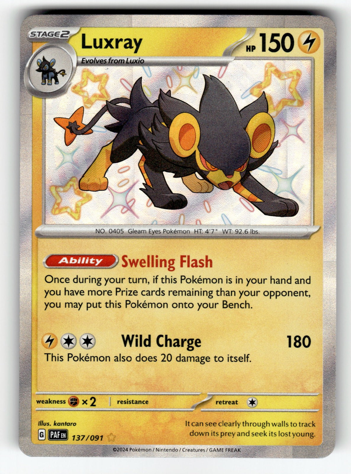 Luxray - 137/091 PAF: SV: Paldean Fates Shiny Rare Holo NM