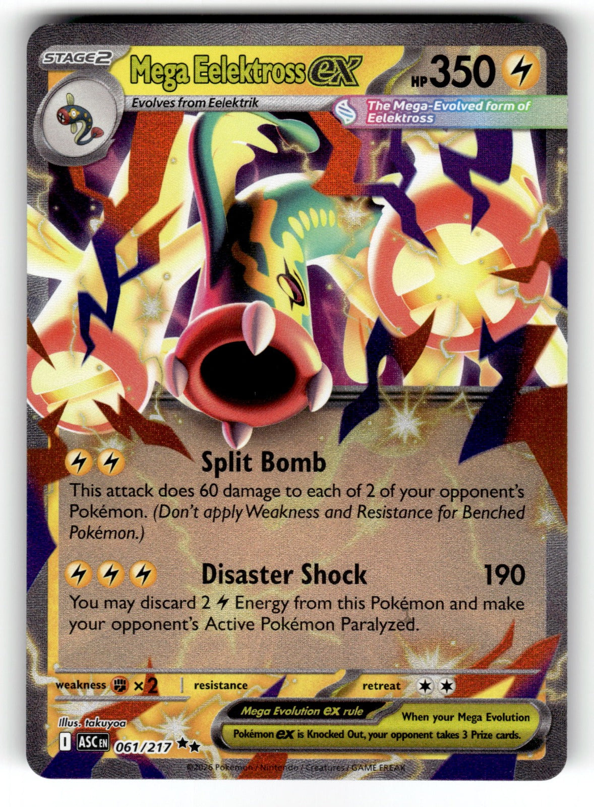 Mega Eelektross ex – 061/217 ASC: ME: Ascended Heroes Double Rare Holo NM