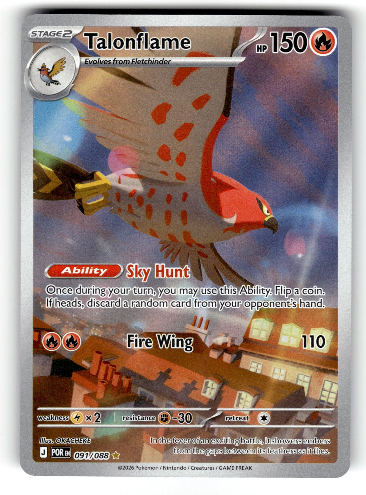 Talonflame – 091/088 POR: ME03: Perfect Order Illustration Rare HoloNM