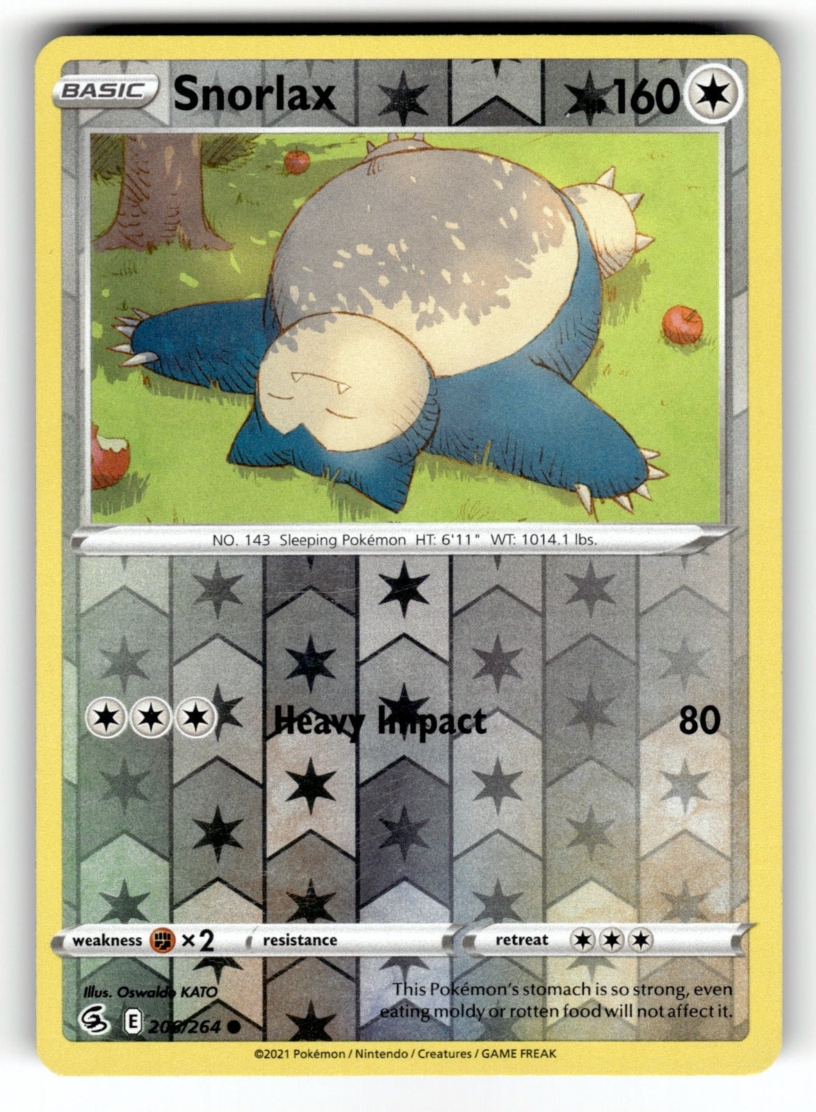 Snorlax – 206/264 SWSH08: SWSH08: Fusion Strike Common Reverse Holo LP