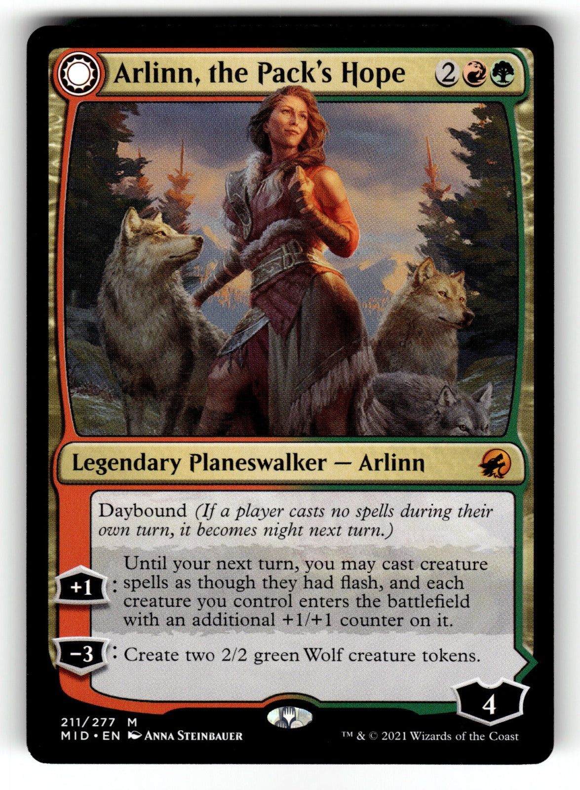 Arlinn, the Pack's Hope – 211 MID: Innistrad: Midnight Hunt M NM