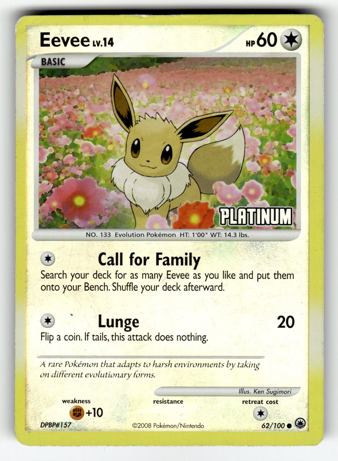Eevee - 62/100 [Platinum] – 062/100 BKP: Burger King Promos Promo Reverse Holo MP