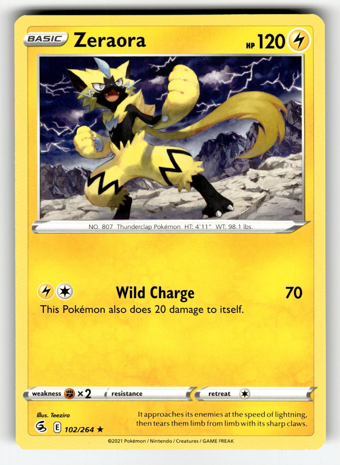 Zeraora – 102/264 SWSH08: SWSH08: Fusion Strike Rare NM