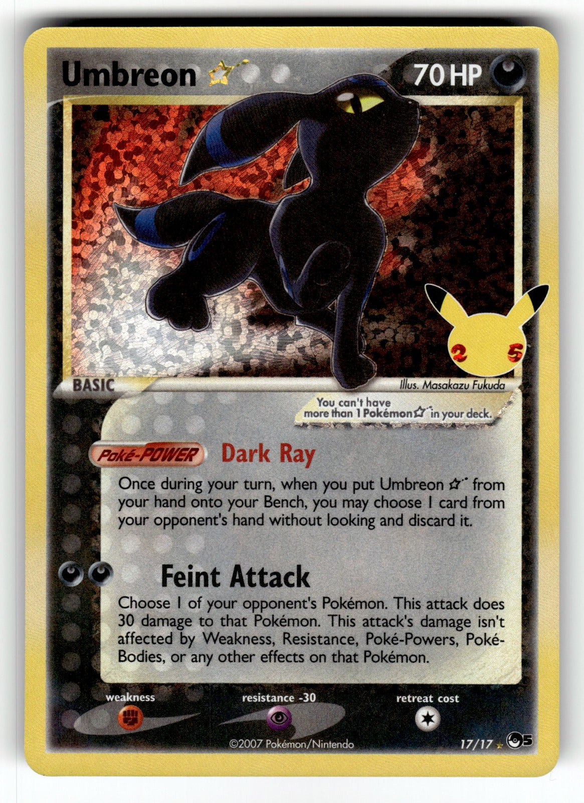 Umbreon Star – 17/17 CCC: Celebrations: Classic Collection Classic Collection Holo NM