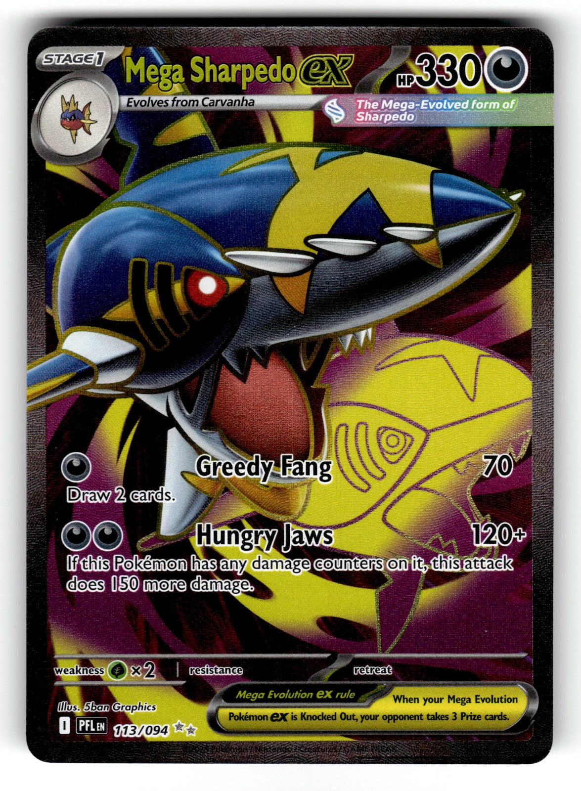Mega Sharpedo ex – 113/094 PFL: ME02: Phantasmal Flames Ultra Rare HoloNM
