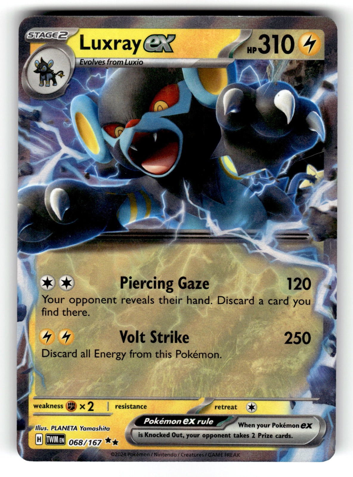 Luxray ex – 068/167 TWM: SV06: Twilight Masquerade Double Rare Holo NM