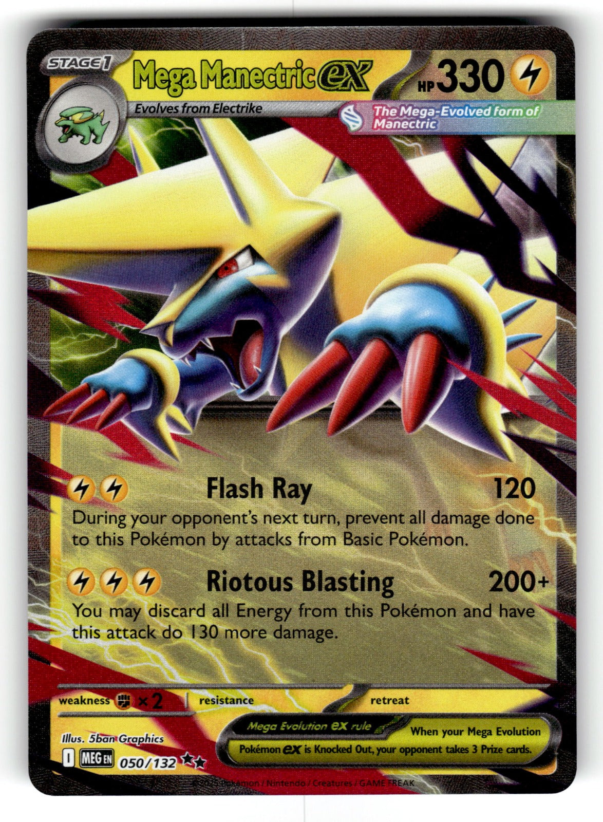 Mega Manectric ex – 050/132 MEG: ME01: Mega Evolution Double Rare Holo NM
