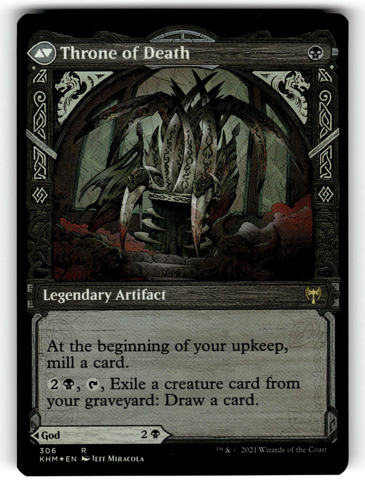 Egon, God of Death (Showcase) – 306 KHM: Kaldheim R Foil NM (Back)
