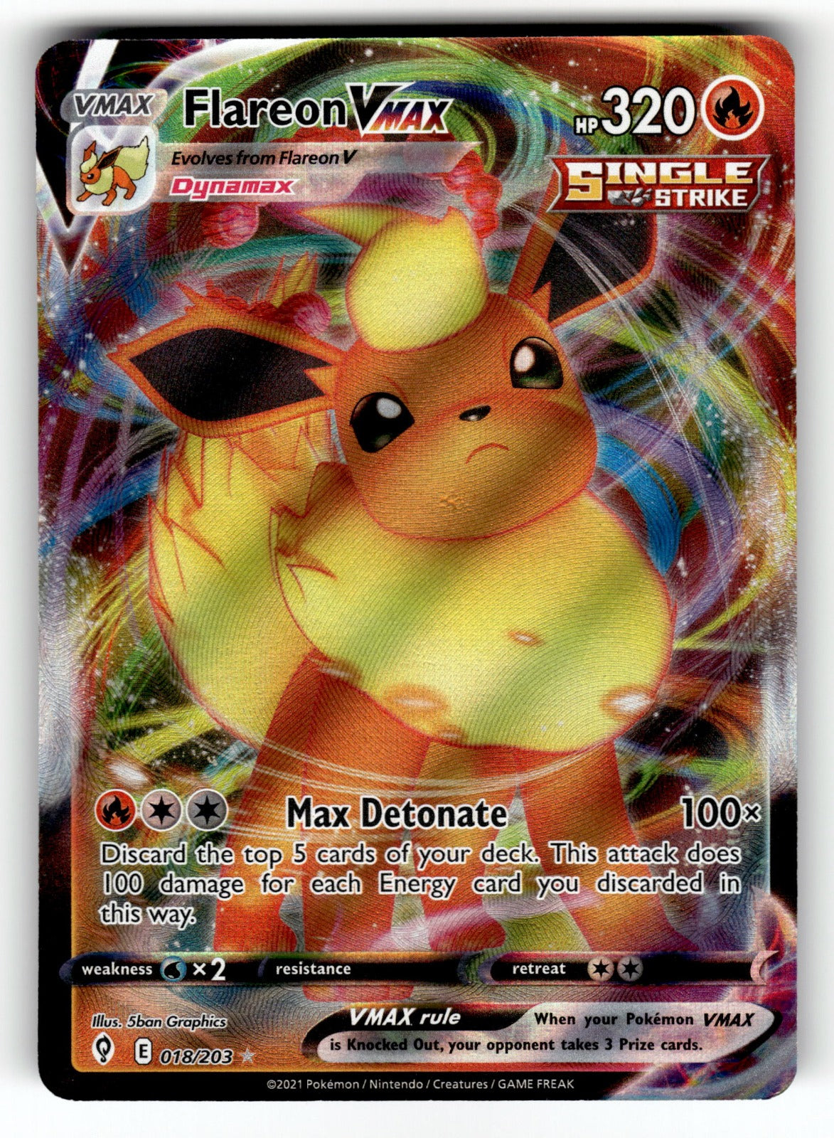 Flareon VMAX – 018/203 SWSH07: SWSH07: Evolving Skies Ultra Rare Holo NM