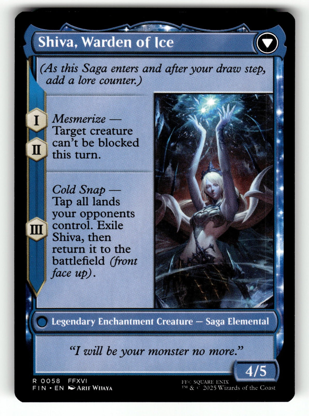 Jill, Shiva's Dominant – 58 FIN: FINAL FANTASY R NM (Back)