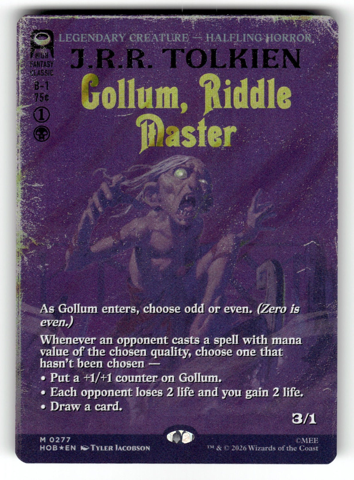 Gollum, Riddle Master (Borderless) (Surge Foil) – 277 HOB: The Hobbit M NM