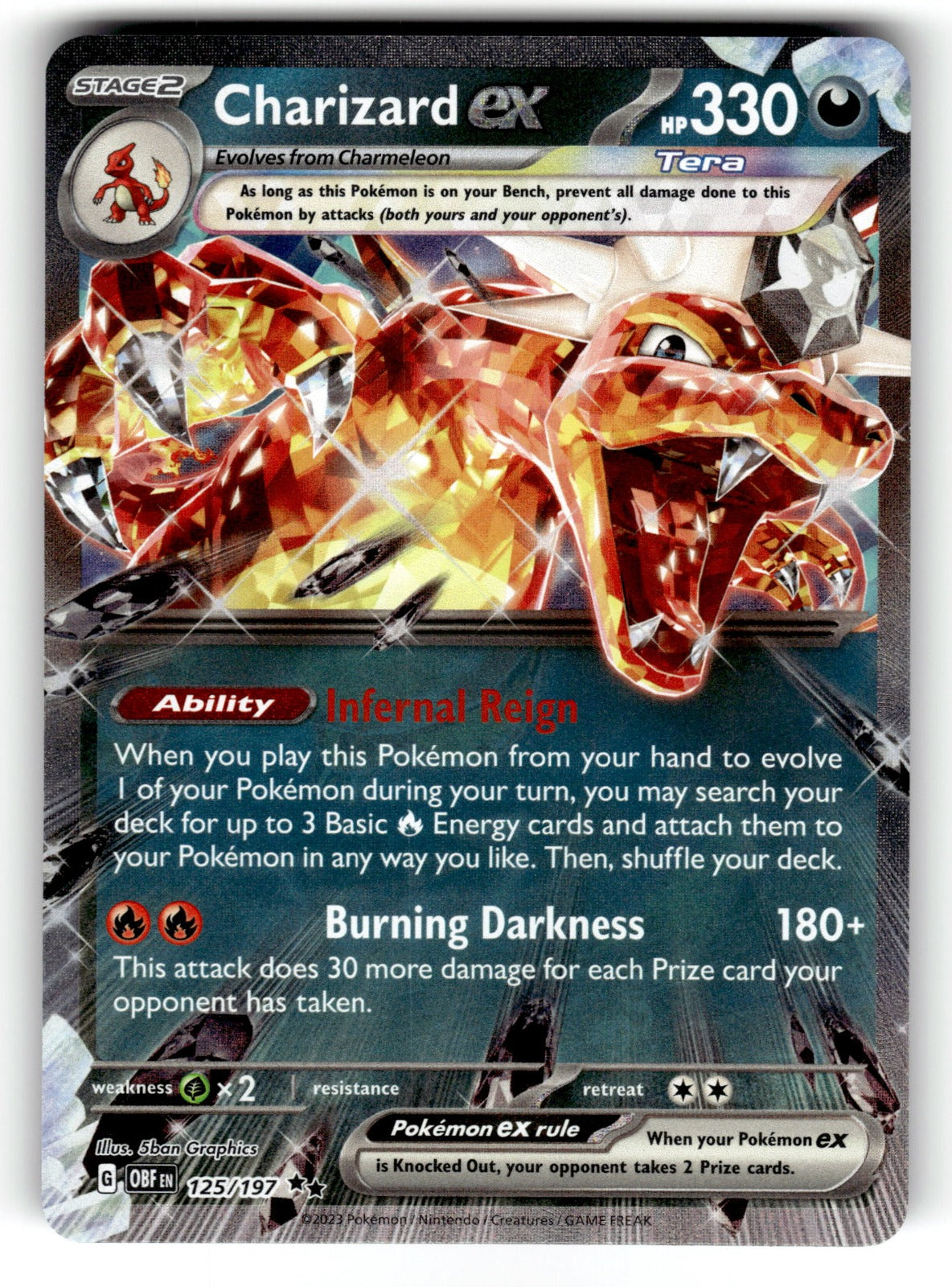 Charizard ex – 125/197 OBF: SV03: Obsidian Flames Double Rare Holo LP