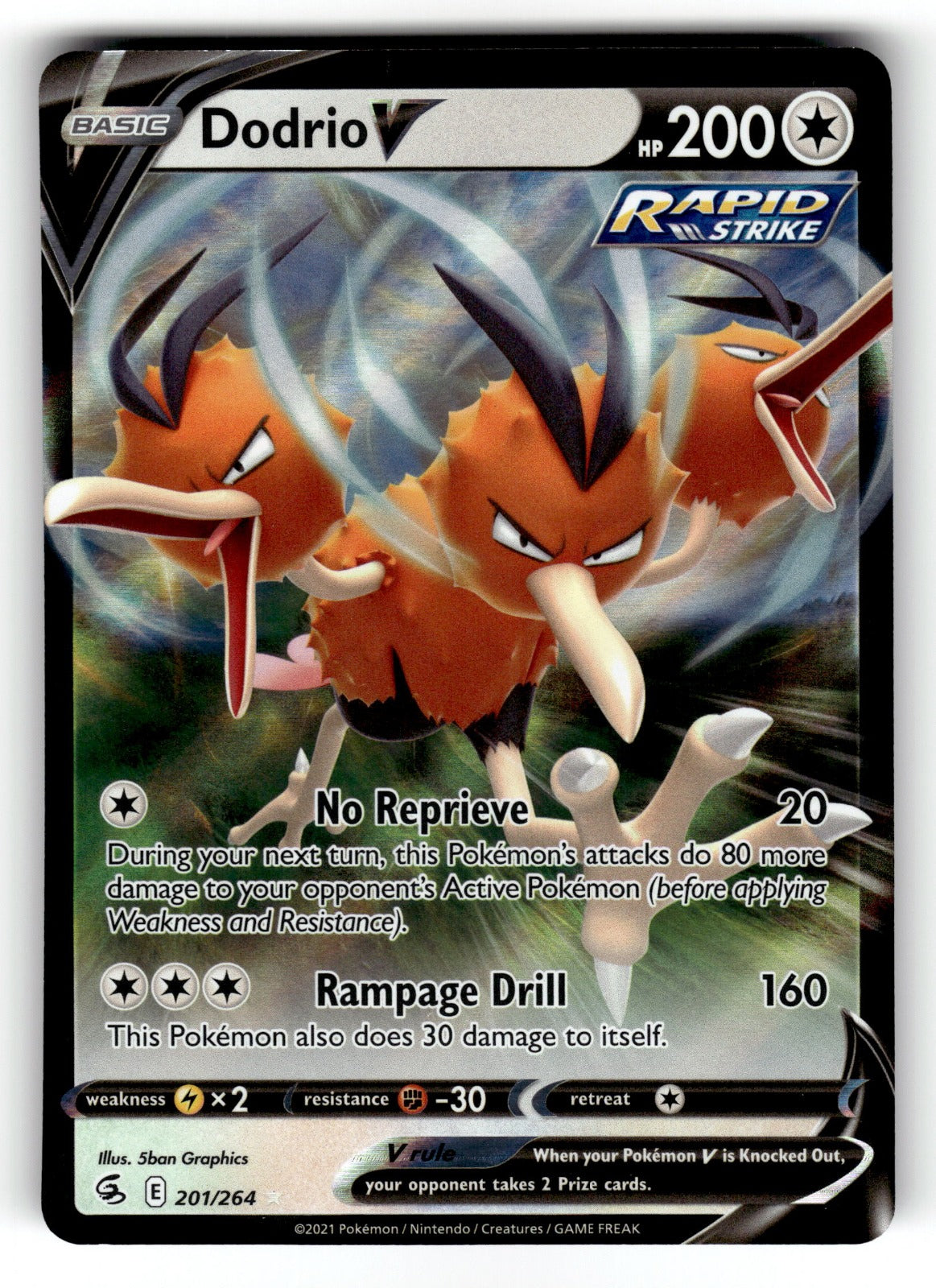 Dodrio V – 201/264 SWSH08: SWSH08: Fusion Strike Ultra Rare Holo NM